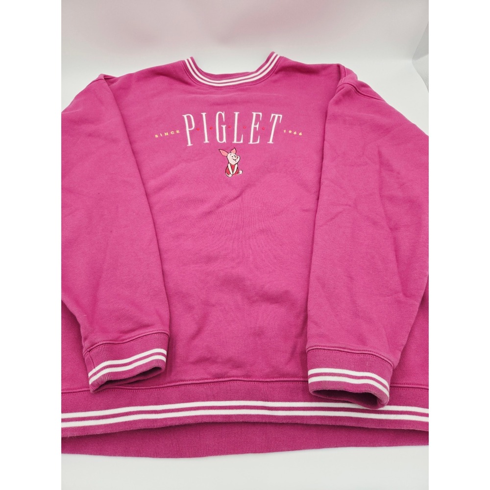 Disney Winnie‎ the Pooh Piglet Sweatshirt Pink Embroidered XL Mens Womens